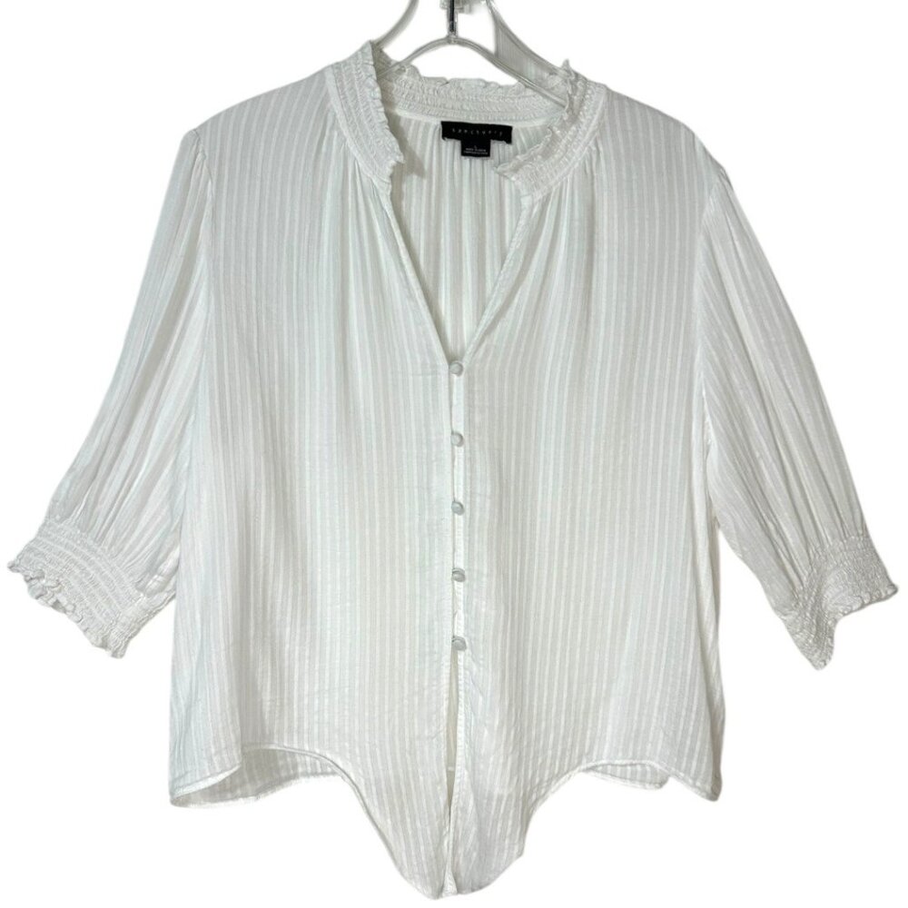 Sanctuary Only You‎ Stripe Tie Front Blouse - Women's Size Large